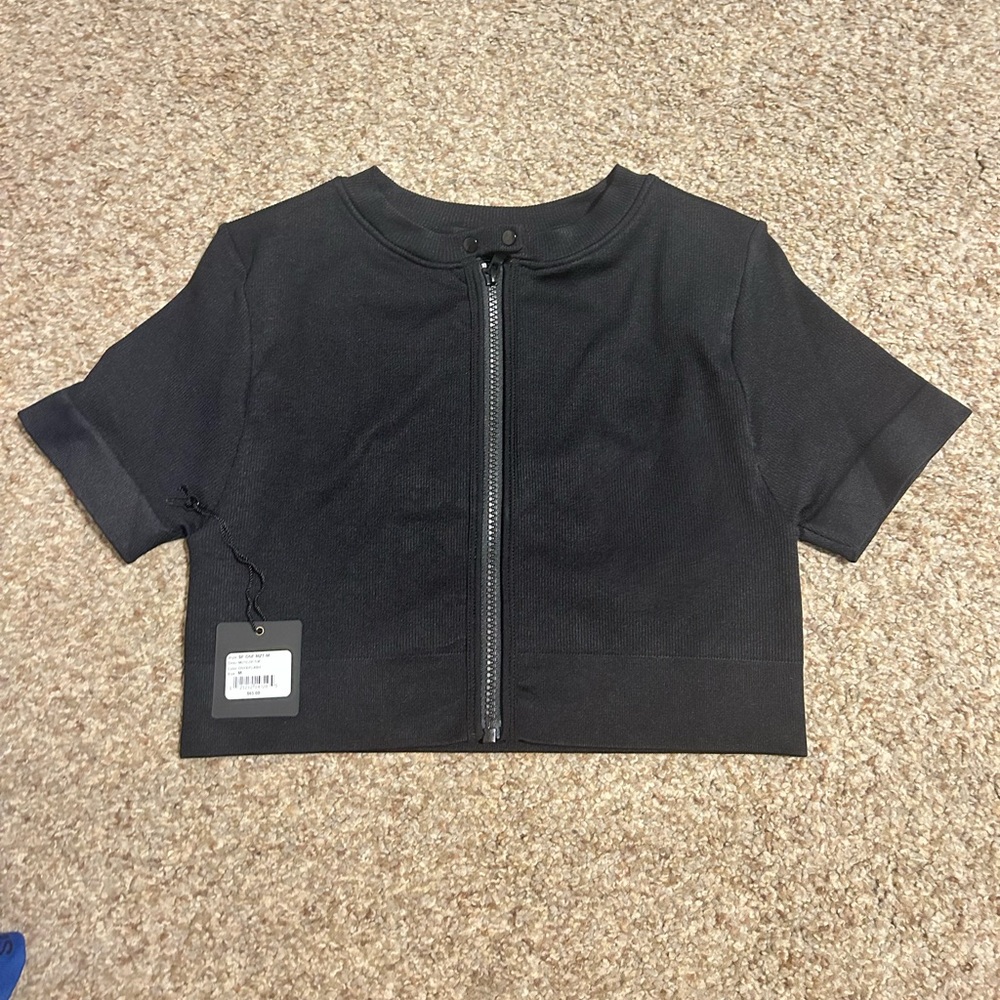 SET ACTIVE Moto Zip Top in Onyx
